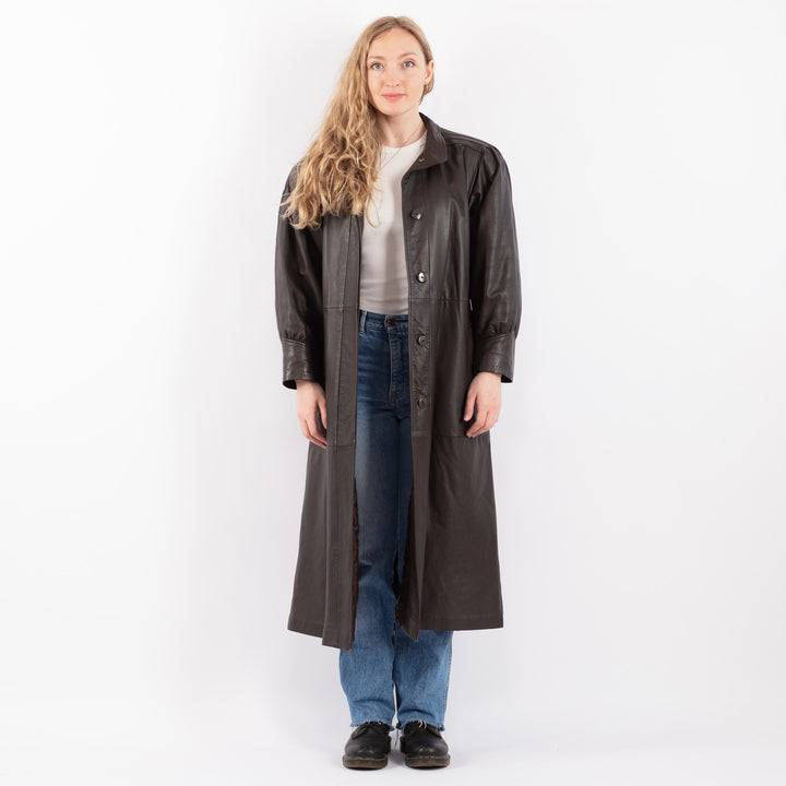Vintage 80's Women Leather Coat in BrownV9483