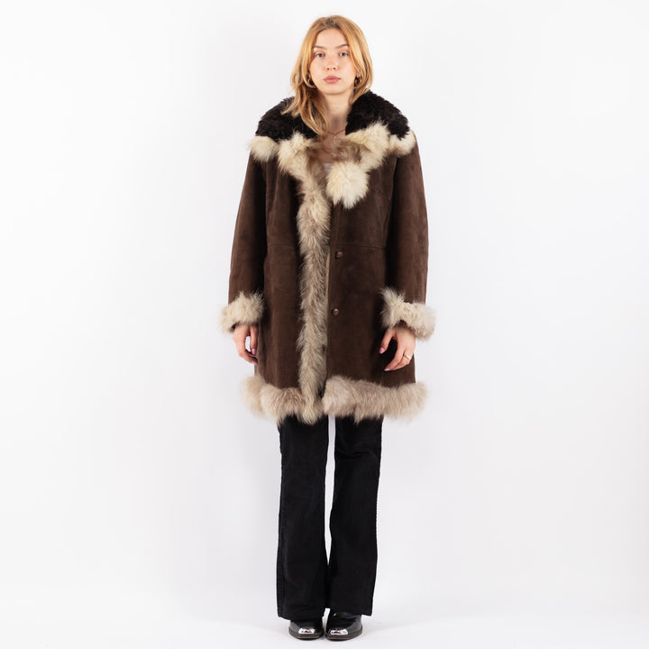 Vintage 70's Women Sheepskin Coat in BrownV9667
