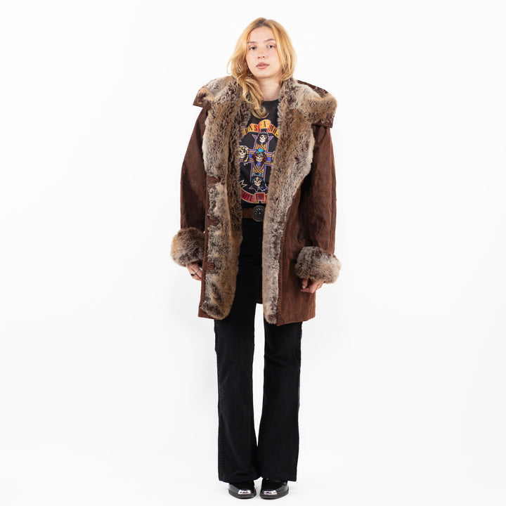 Vintage 90's Women Suede Sherpa in BrownA0191