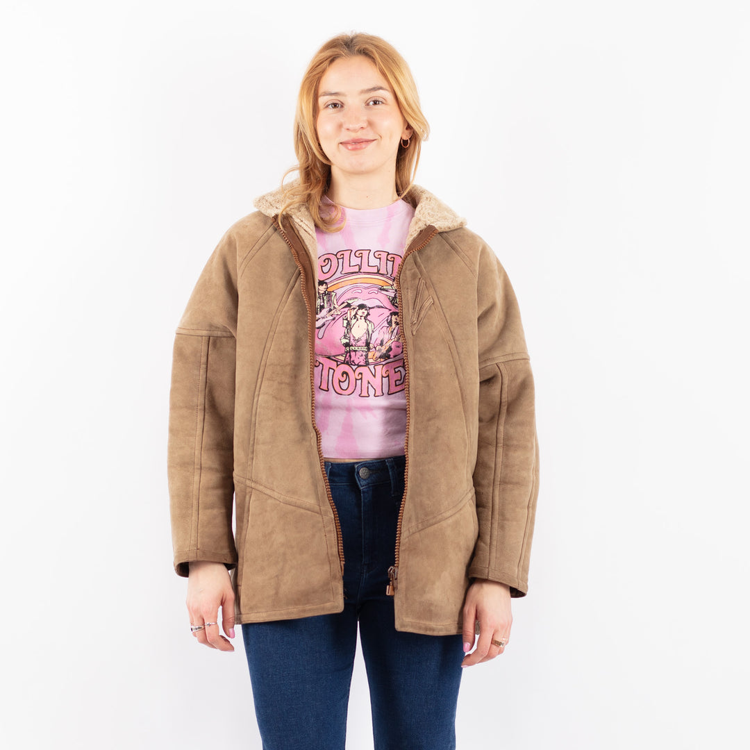 Vintage 90's Women Sheepskin Jacket in BeigeV9567
