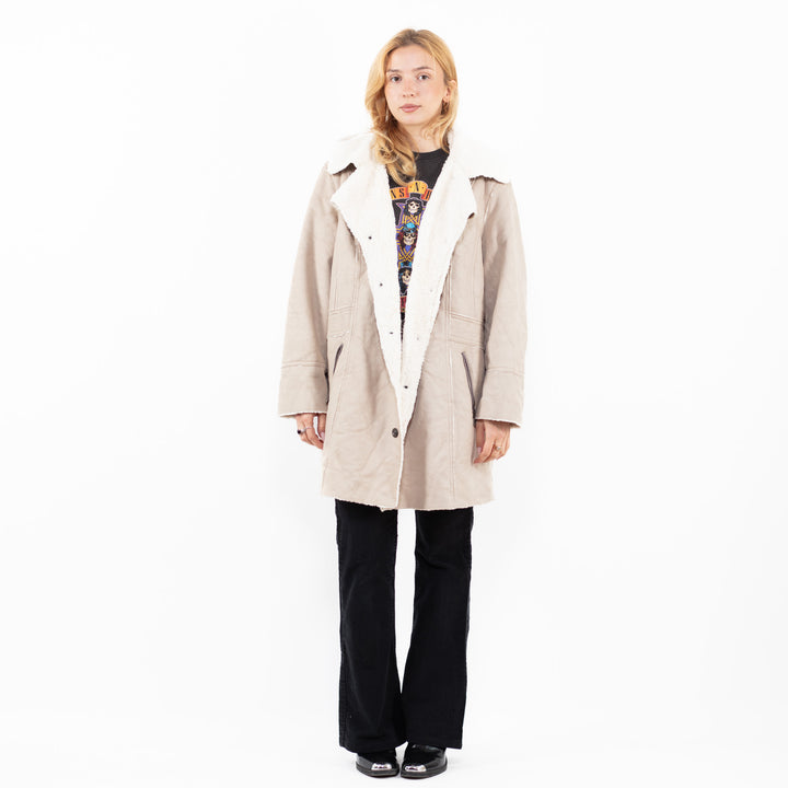 Vintage 00's Women Faux Sheepskin in BeigeA0194