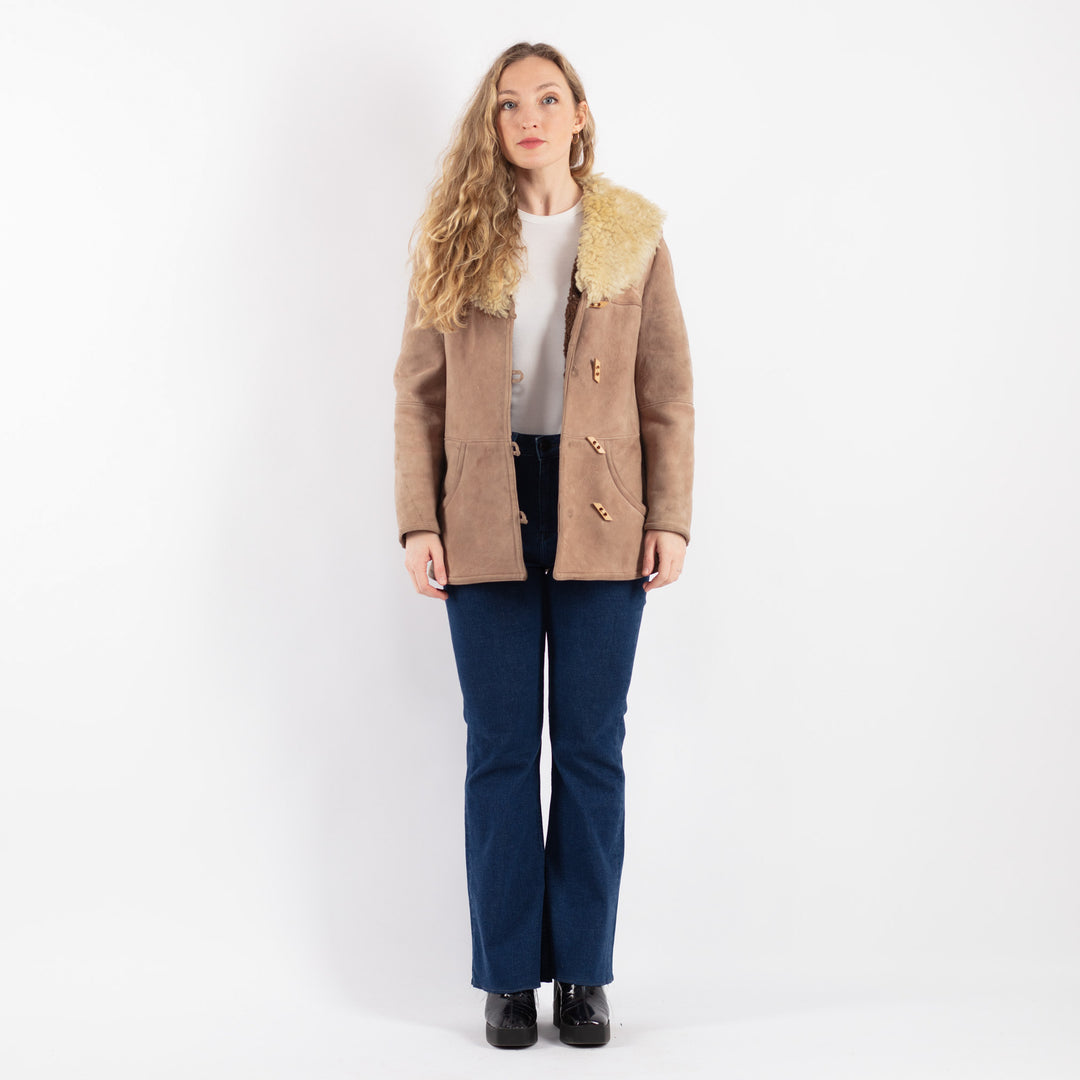 Vintage 70's Women Sheepskin Coat in BeigeV9162