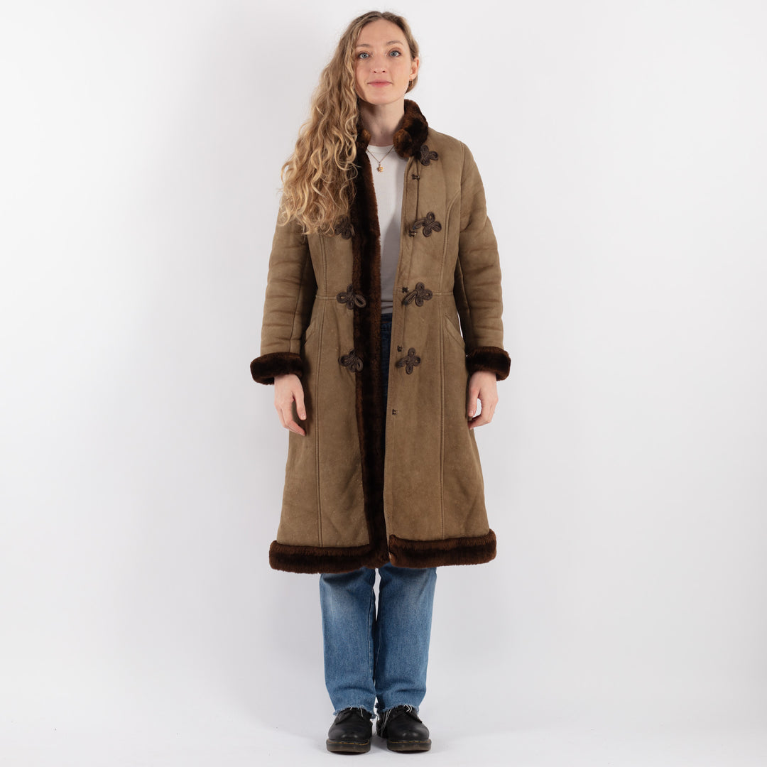 Vintage 70's Women Sheepskin Coat in BeigeV9254