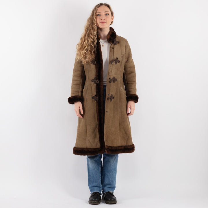 Vintage 70's Women Sheepskin Coat in BeigeV9254