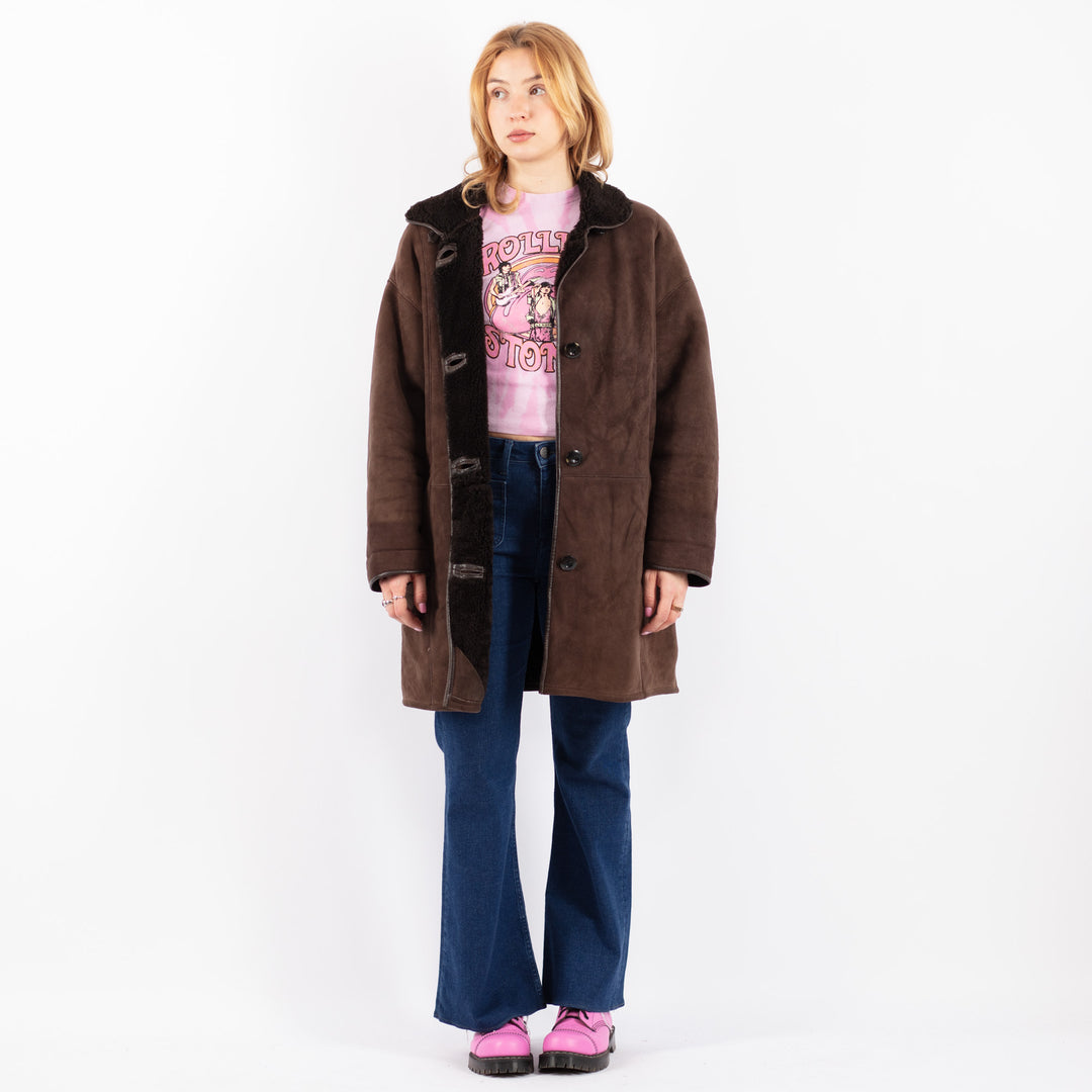 Vintage 90's Women Sheepskin Coat in BrownV9569