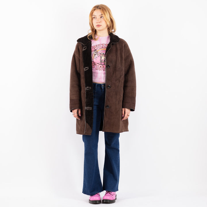 Vintage 90's Women Sheepskin Coat in BrownV9569