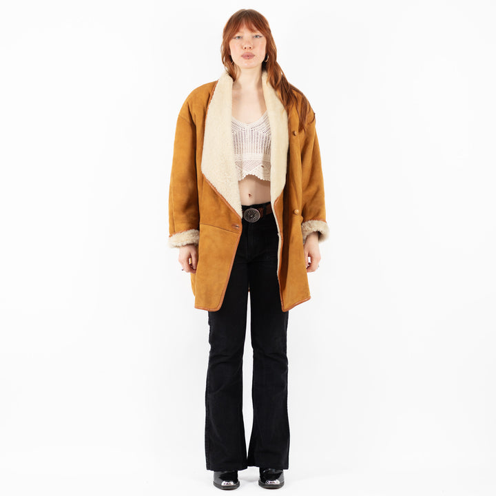 Vintage 80's Women Sheepskin Coat in BrownV9799