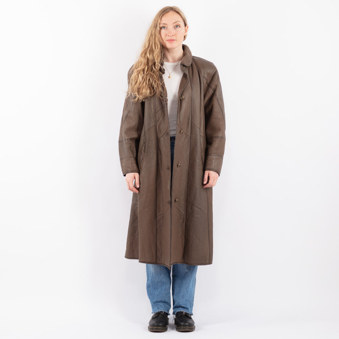 Vintage 90's Women Sheepskin Coat in BrownV9495
