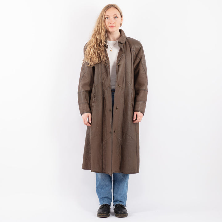 Vintage 90's Women Sheepskin Coat in BrownV9495