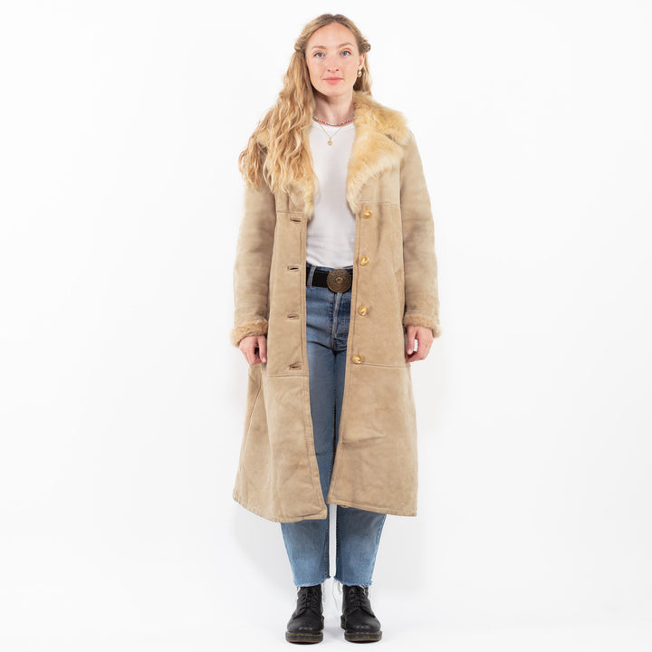 Vintage 70's Women Sheepskin Coat in BeigeA0303