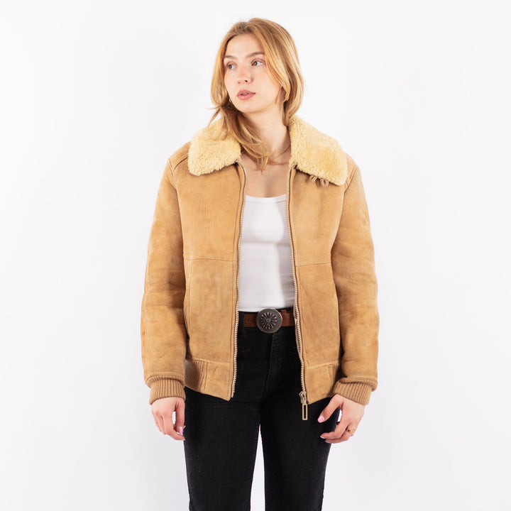 Vintage 70's Women Sheepskin Jacket in BeigeV9673