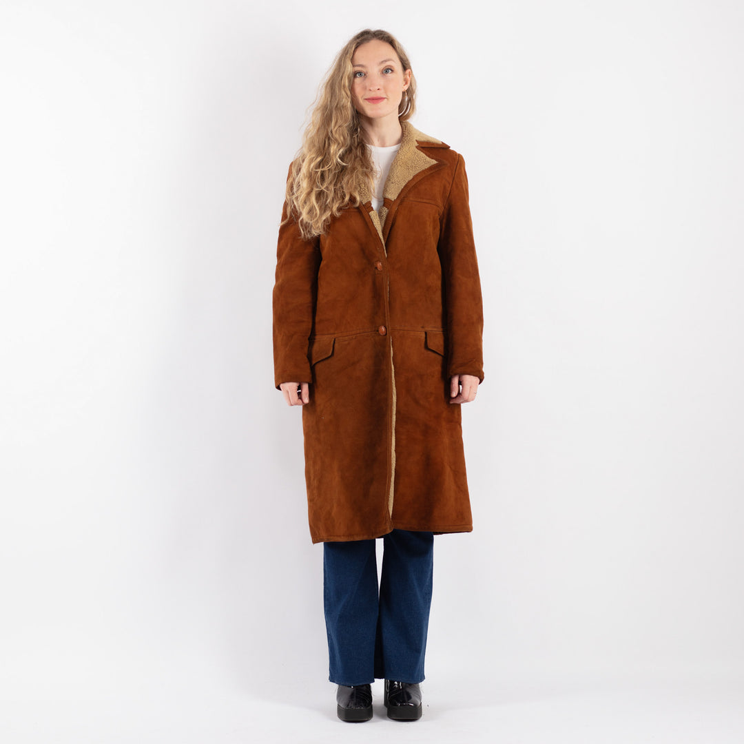 Vintage 90's Women Sheepskin Coat in BrownV9164