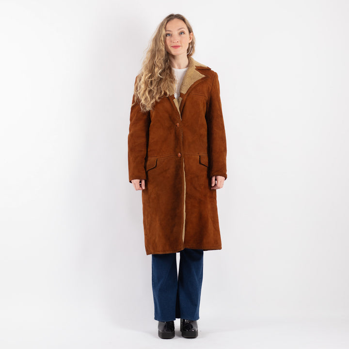 Vintage 90's Women Sheepskin Coat in BrownV9164