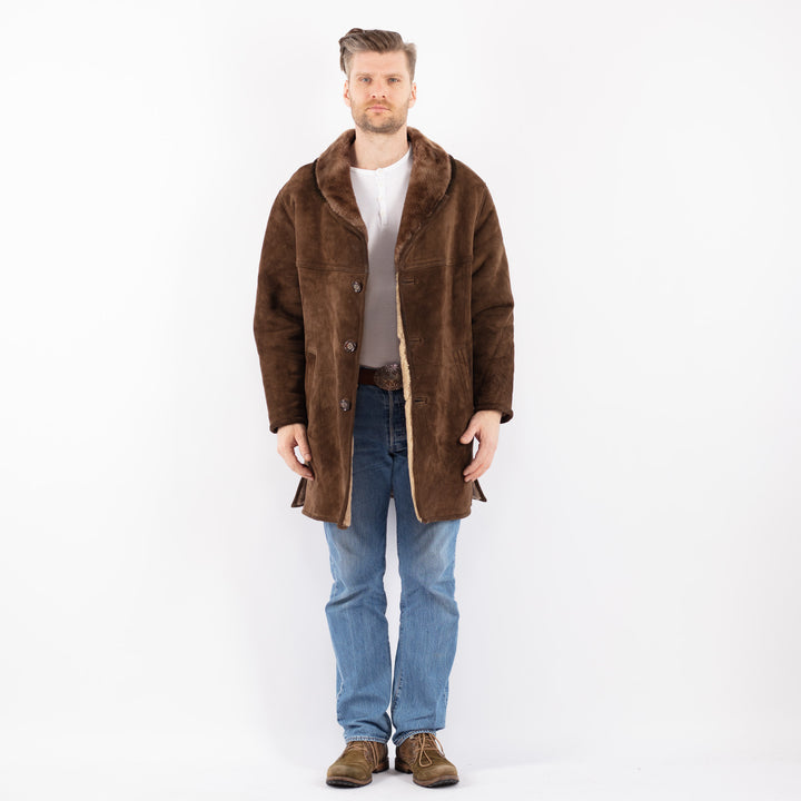 Vintage 70's Men Sheepskin Coat in BrownZ1429