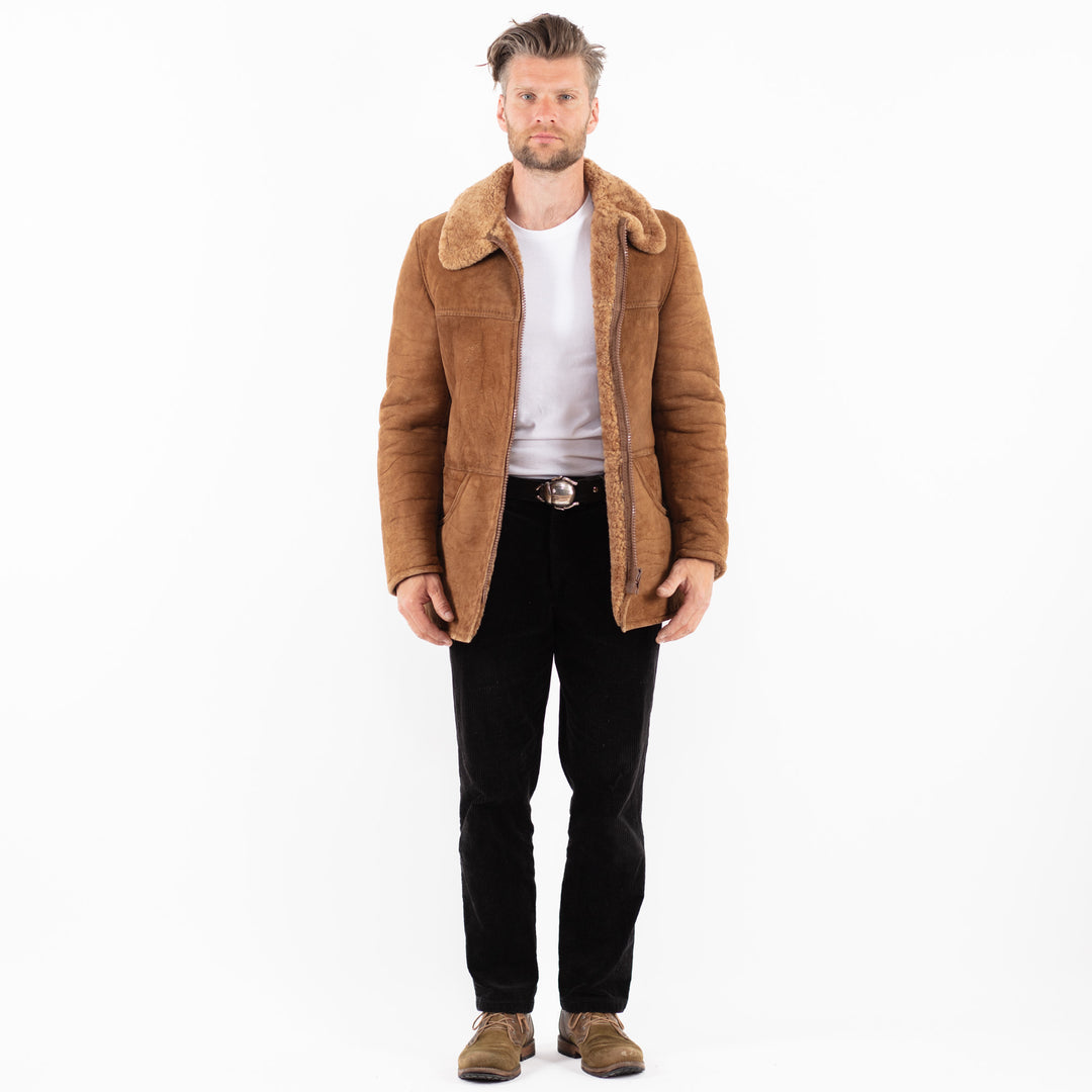 Vintage 70's Men Sheepskin Coat in BrownZ1872