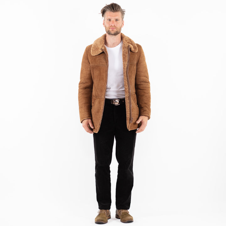 Vintage 70's Men Sheepskin Coat in BrownZ1872