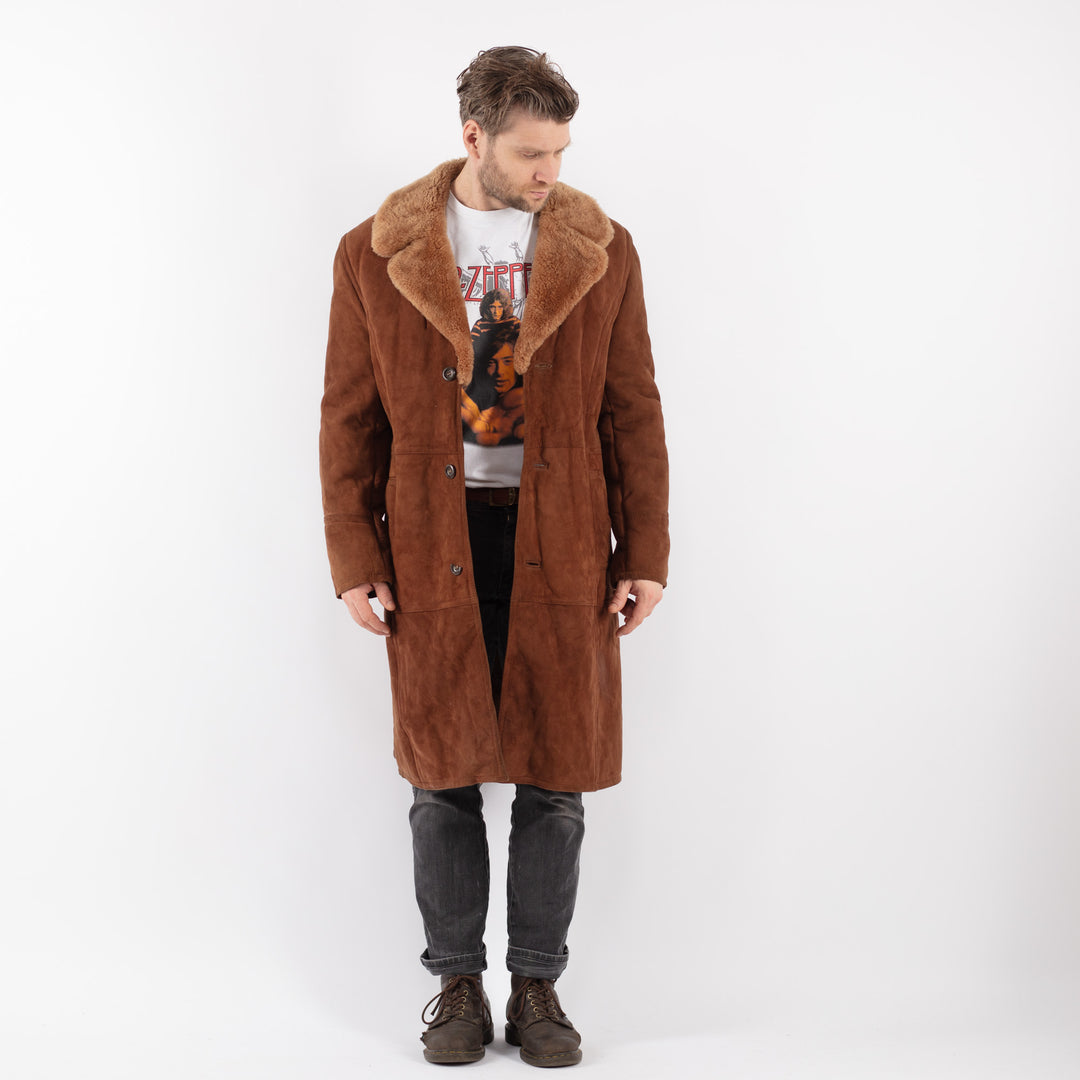 Vintage 70's Men Sheepskin Coat in BrownZ645