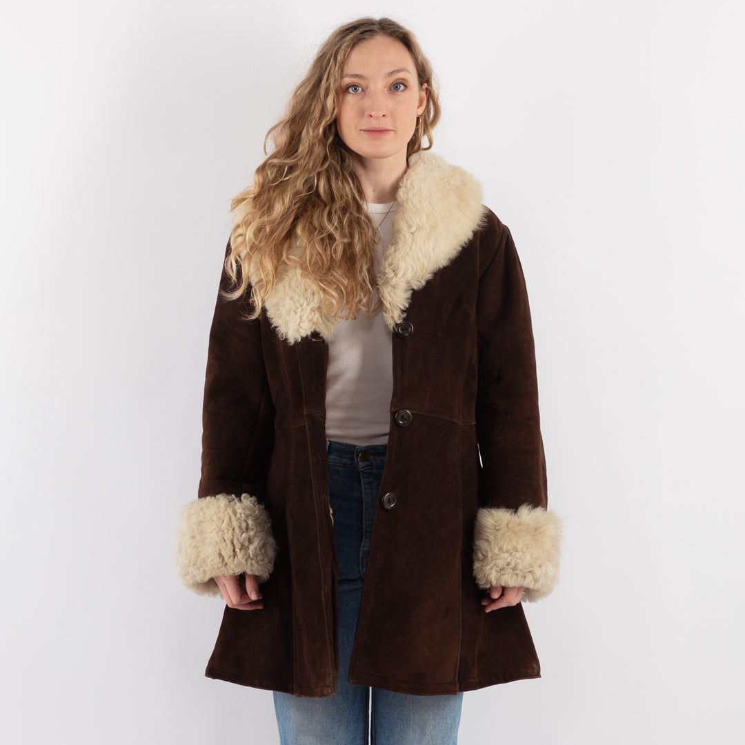 Vintage 70's Women Sheepskin Coat in BrownV9257