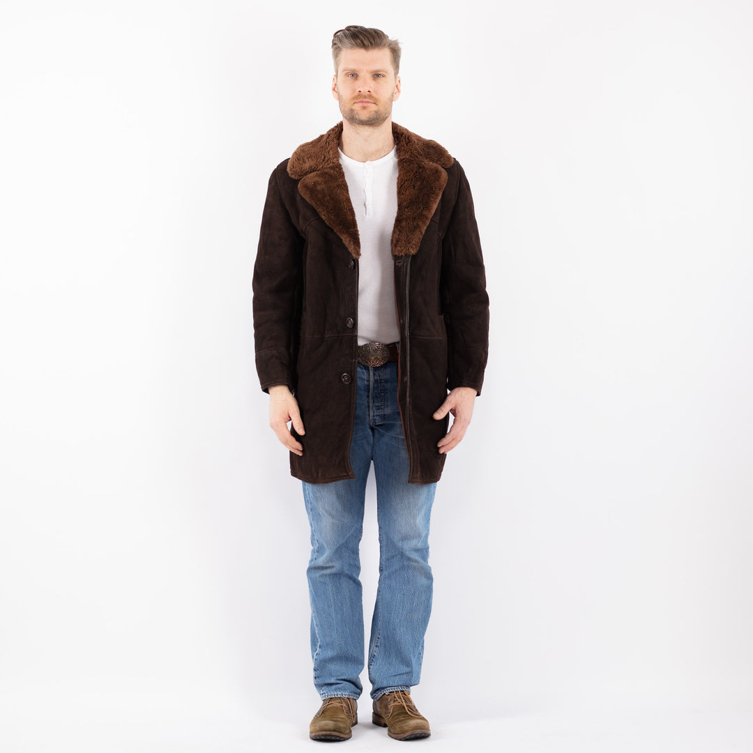 Vintage 70's Men Sheepskin Coat in BrownZ1430