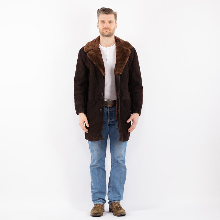 Vintage 70's Men Sheepskin Coat in BrownZ1430
