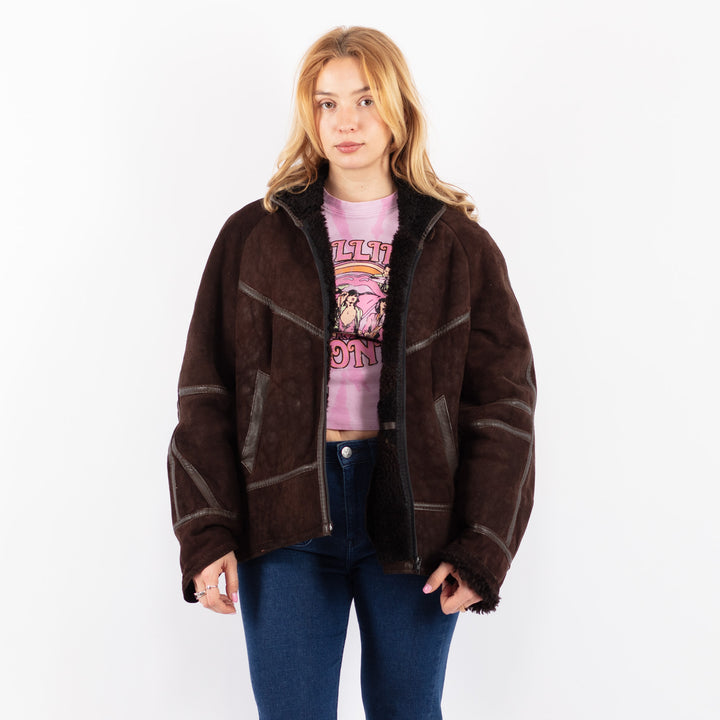 Vintage 80's Women Sheepskin in BrownV9572