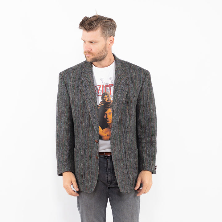 Vintage 90's Men Harris Tweed Jacket in Gray