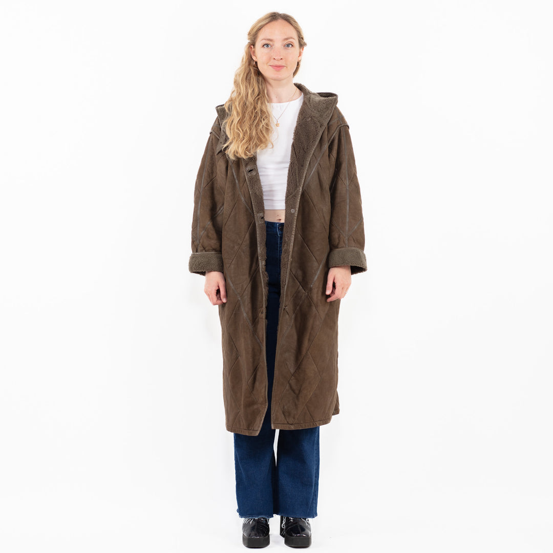 Vintage 90's Women Sheepskin Coat in BrownA0006