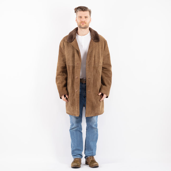 Vintage 70's Men Suede Sherpa Coat in BeigeZ1431