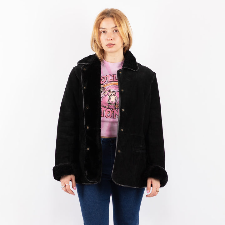 Vintage 90's Women Suede Sherpa in BlackV9573