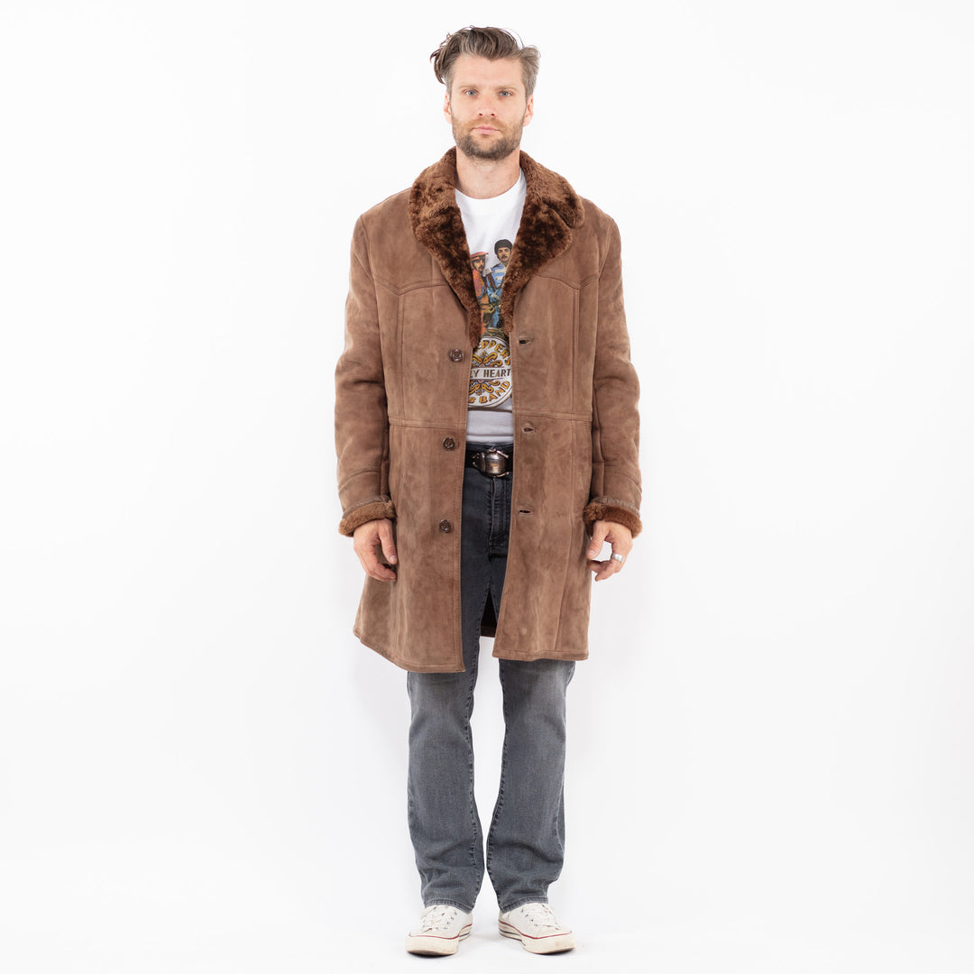 Vintage 70's Men Sheepskin Coat in BrownZ1976