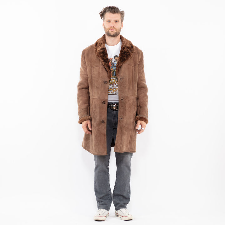 Vintage 70's Men Sheepskin Coat in BrownZ1976