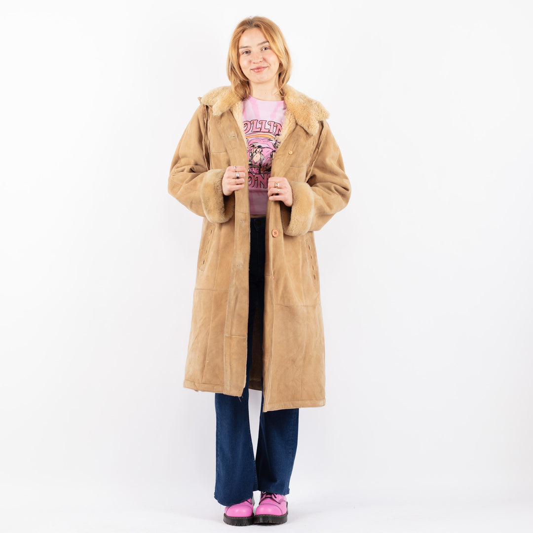 Vintage 70's Women Sheepskin Coat in BeigeV9574