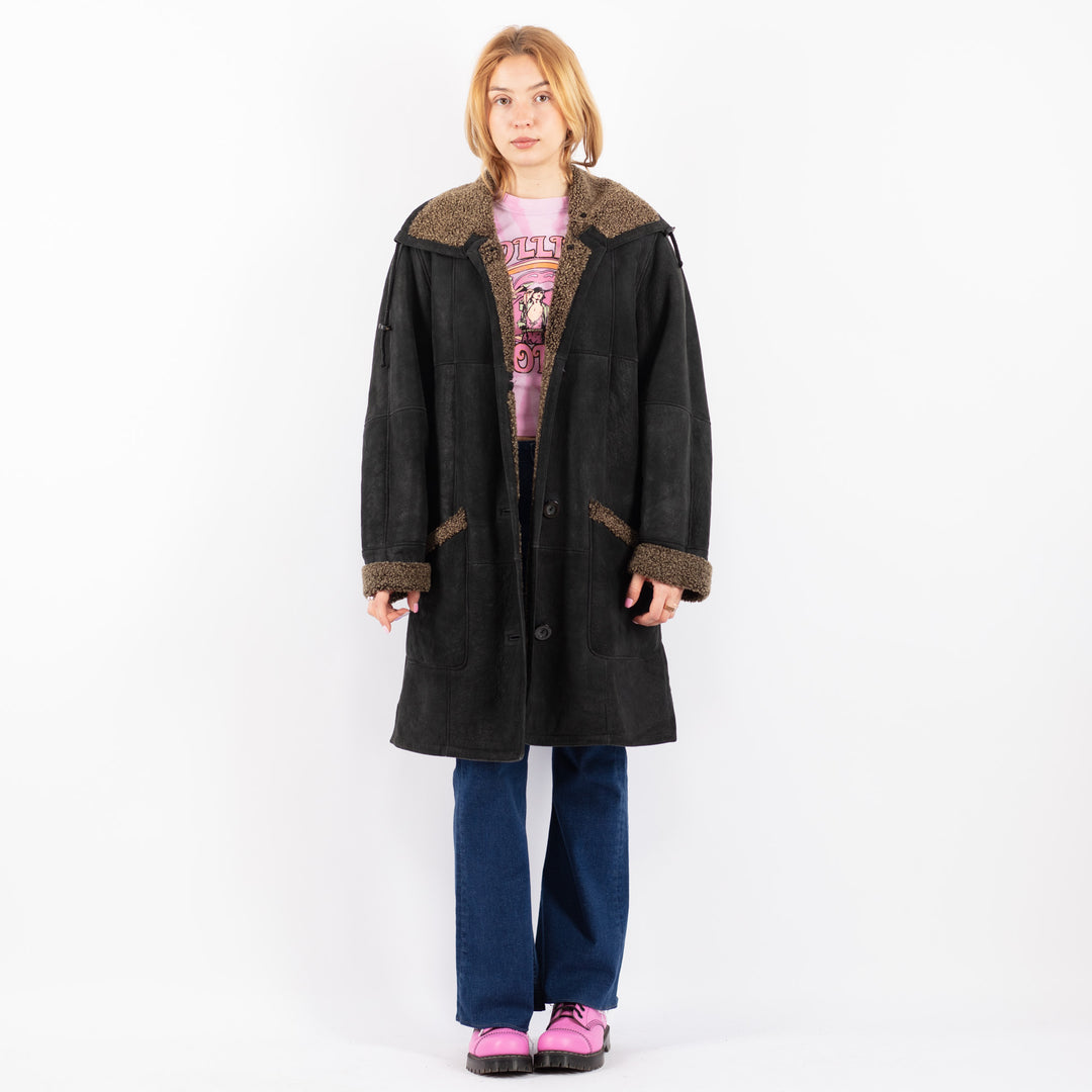 Vintage 90's Women Sheepskin Coat in BlackV9575