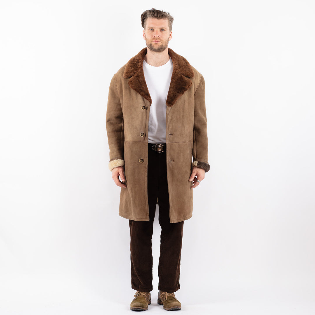 Vintage 70's Men Sheepskin Coat in BeigeZ1709