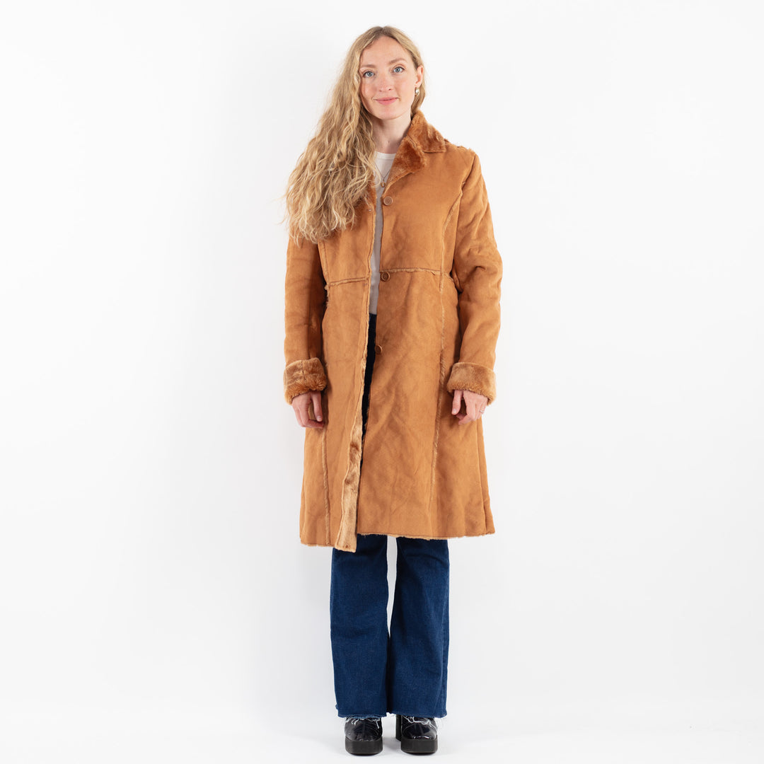 Vintage 00's Women Faux Sheepskin in BrownV9914