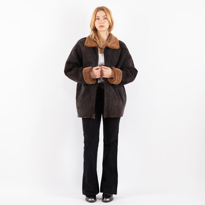 Vintage 90's Women Sheepskin Coat in BlackV9678