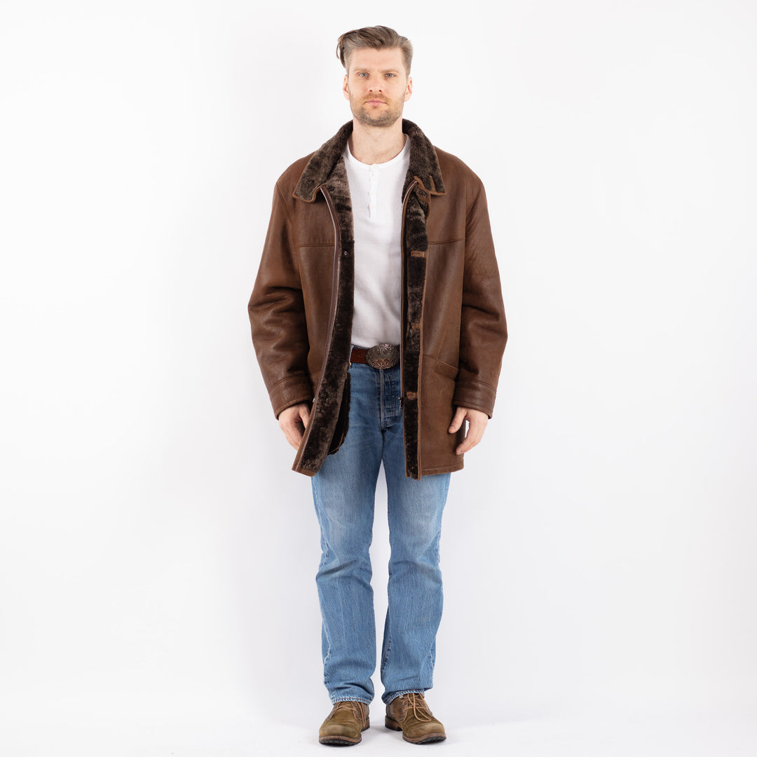 Vintage 00's Men Sheepskin Coat in BrownZ1434