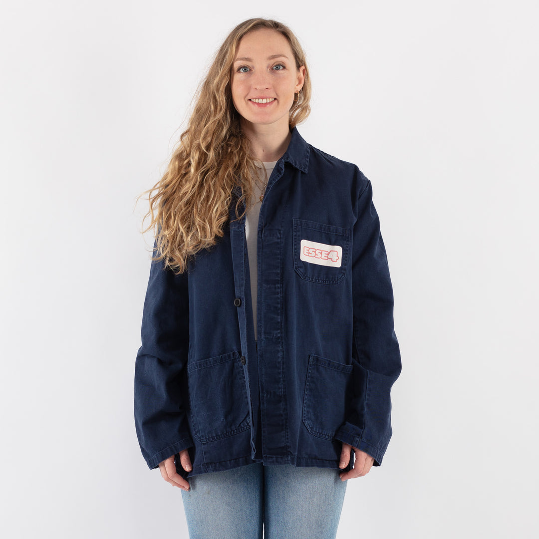 Vintage 80's Women Work Jacket in BlueV9376