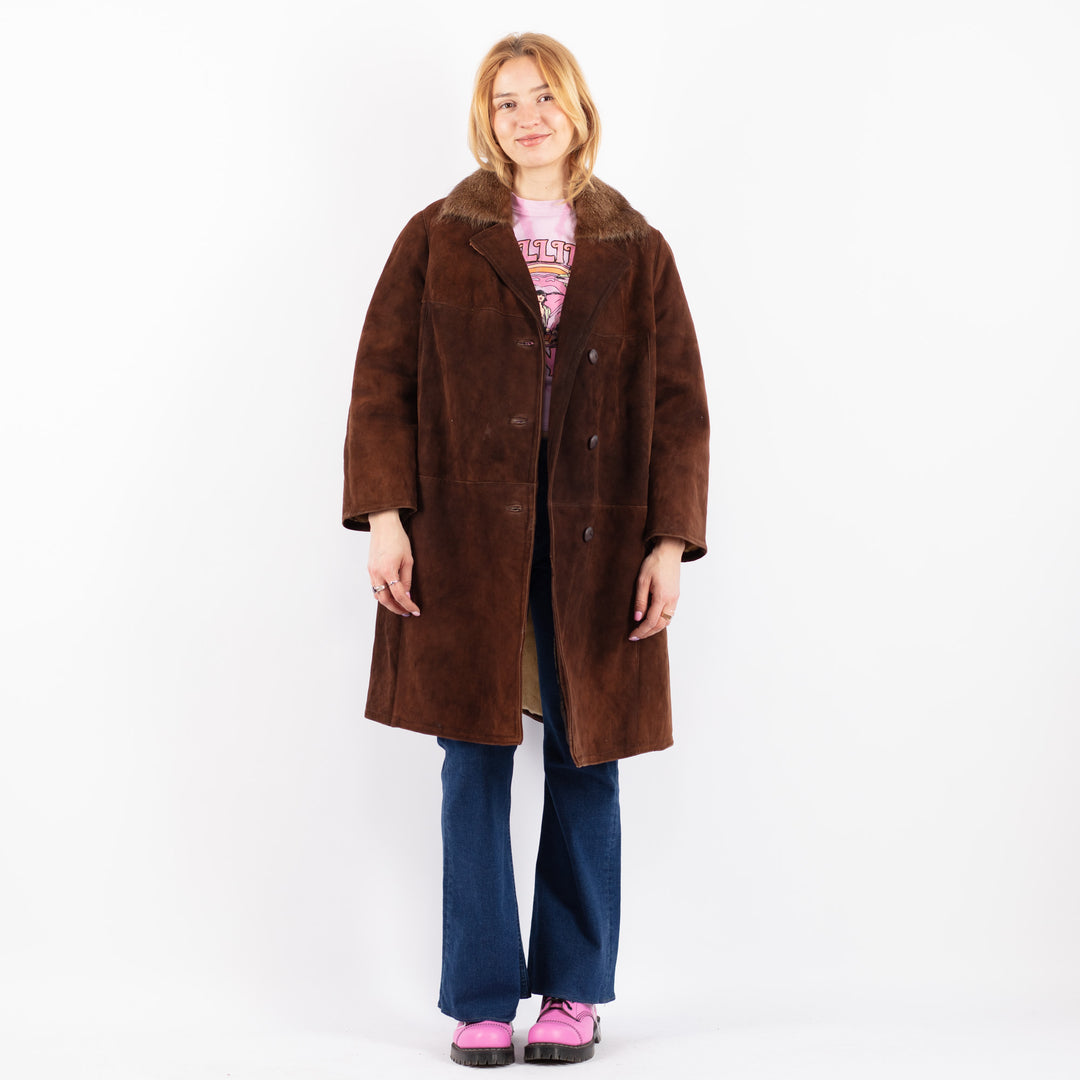 Vintage 70's Women Sheepskin Coat in BrownV9576