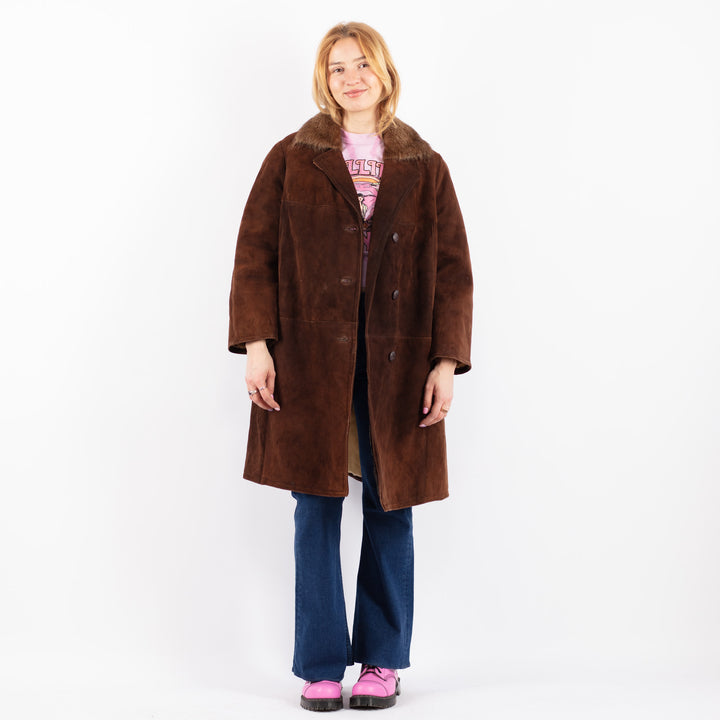 Vintage 70's Women Sheepskin Coat in BrownV9576
