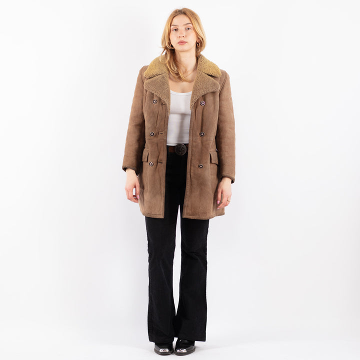 Vintage 70's Women Sheepskin Coat in BeigeV9679