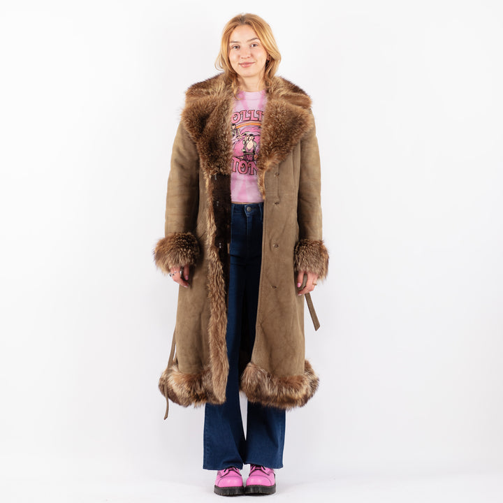 Vintage 70's Women Sheepskin Coat in BeigeV9578