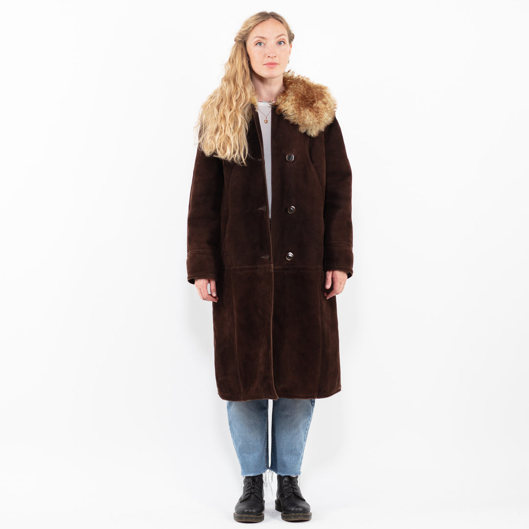 Vintage 70's Women Sheepskin Coat in BrownA0321