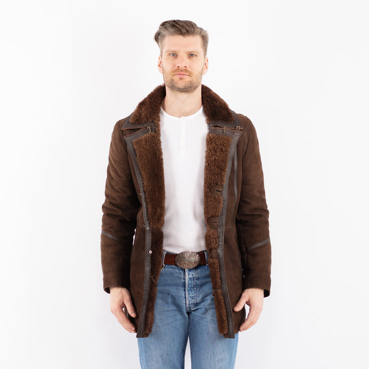 Vintage 70's Men Sheepskin Coat in BrownZ1439