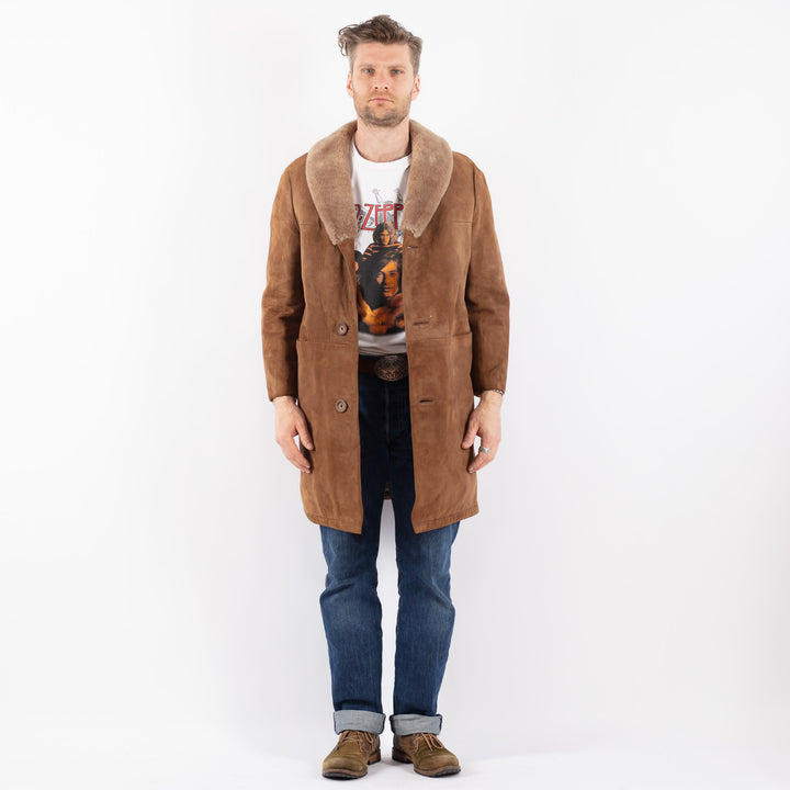 Vintage 70's Men Suede Sherpa Coat in BeigeZ1546