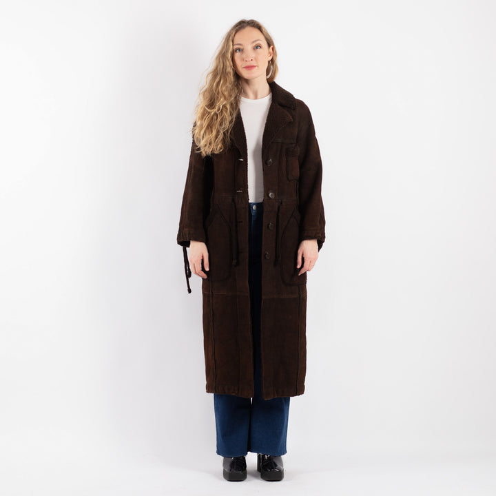 Vintage 90's Women Sheepskin Coat in BrownV9174