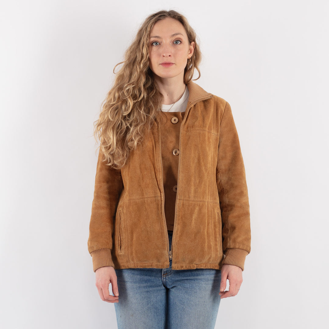 Vintage 80's Women Suede Sherpa Jacket in BeigeV9266