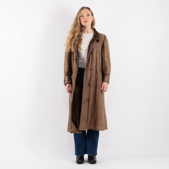 Vintage 80's Women Sheepskin Coat in BrownV9175
