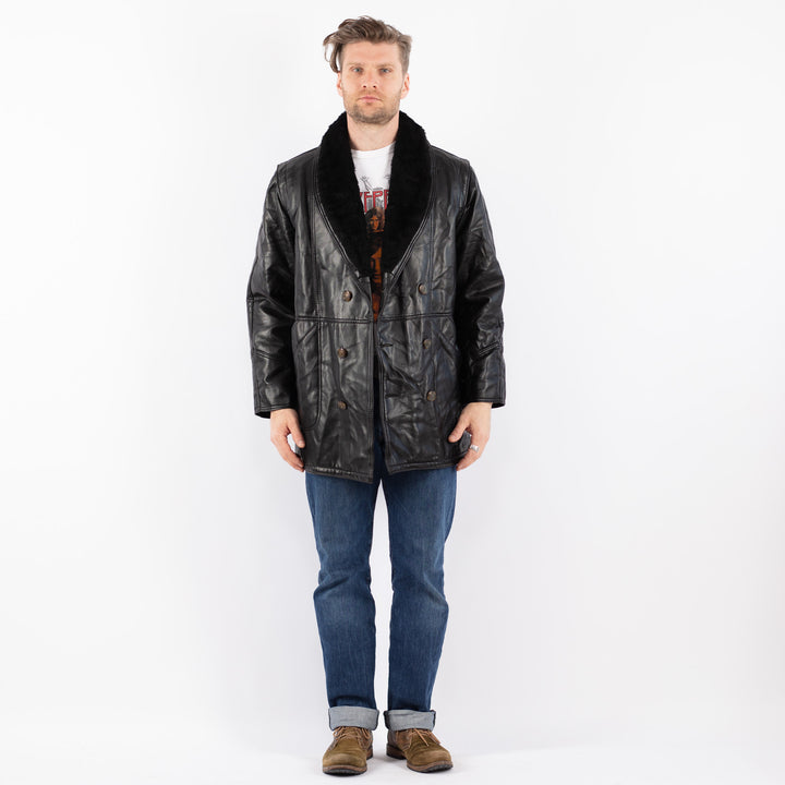 Vintage 90's Men Faux Sheepskin in BlackZ1549