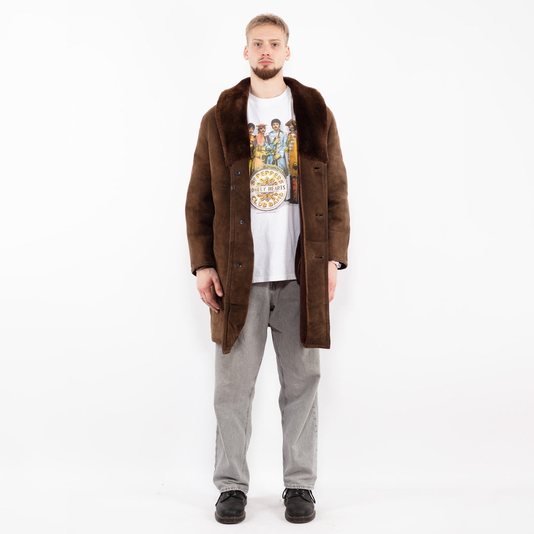 Vintage 70's Men Sheepskin Coat in BrownZ2525